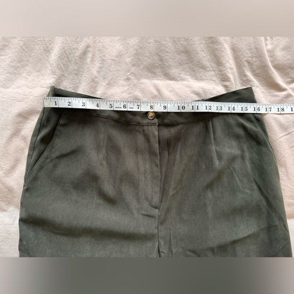 NWT Orvis Women's Plus Pants Sz 14 Green High Waist Slacks Suede Straight Leg - Picture 9 of 11